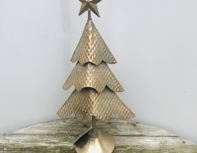 Copac decorativ din metal auriu 47cm