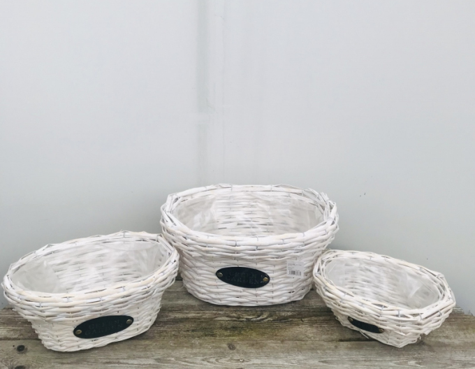 Coșuri din răchită  alb set 3pcs
