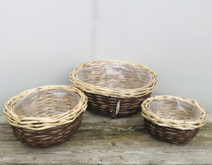 Coșuri din răchită  maro set 3pcs
