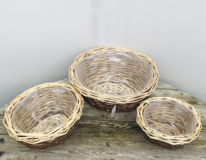 Coșuri din răchită  maro set 3pcs
