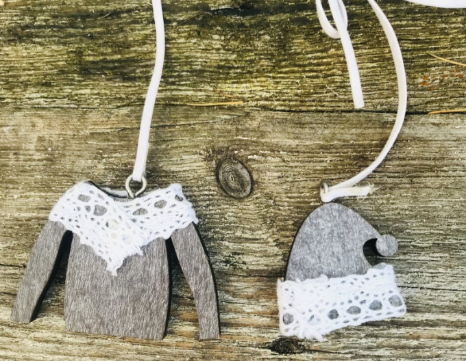 ornamente din lemn pulover + capac mini