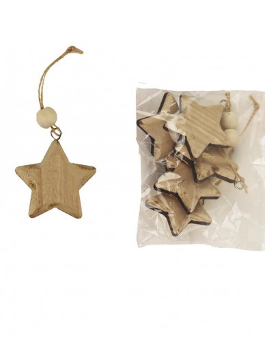 Stea decorativă din lemn pentru agățat set 5pcs