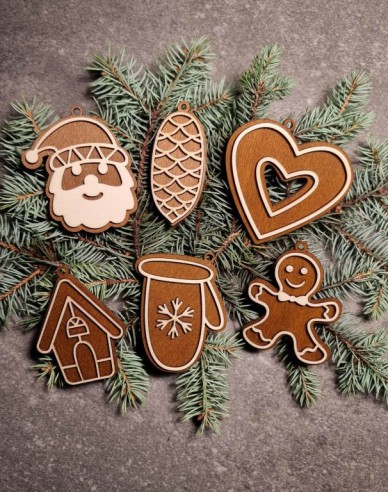 Set de turtă dulce nr.2 - cutie cu decorațiuni de Crăciun