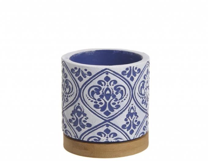 Ghiveci ornamental din ceramică - albastru cu bază