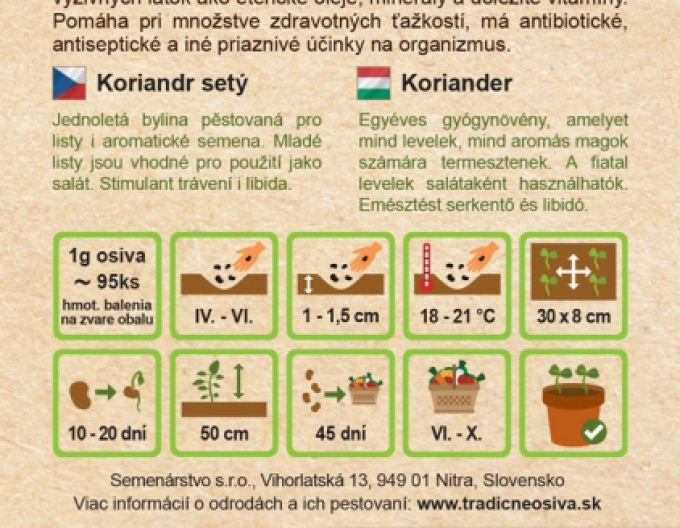 Semințe de coriandru American Long Standig
