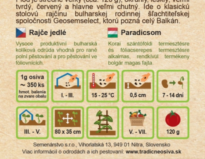 Semințe de Tomate comestibile ´Balkán F1´