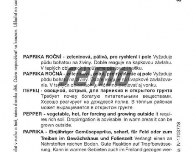 Semințe de paprika anuale ´Onivec´