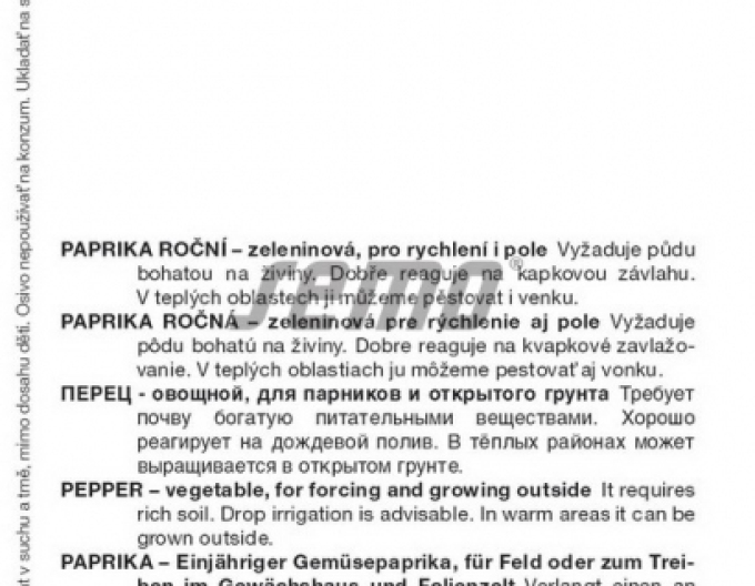 Semințe Paprika anual ´Slávus F1´