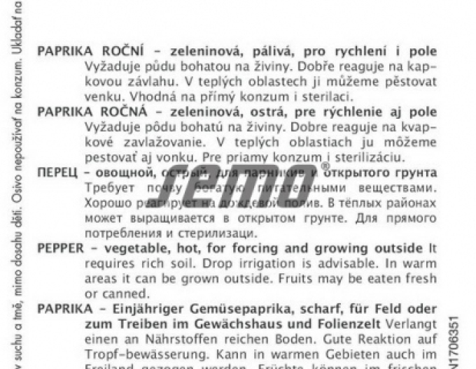 Semințe Paprika anual ´Pálinda F1´