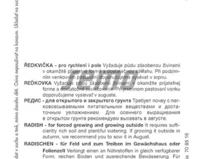 Semințe Ridiche roșie ´Slavia´