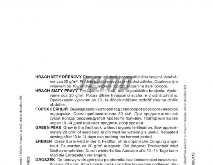 Semințe Semințe de mazăre ´Cetris´ 50g