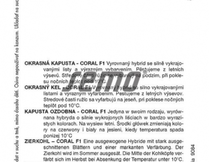Semințe Kale ornamental Coral F1 Mix