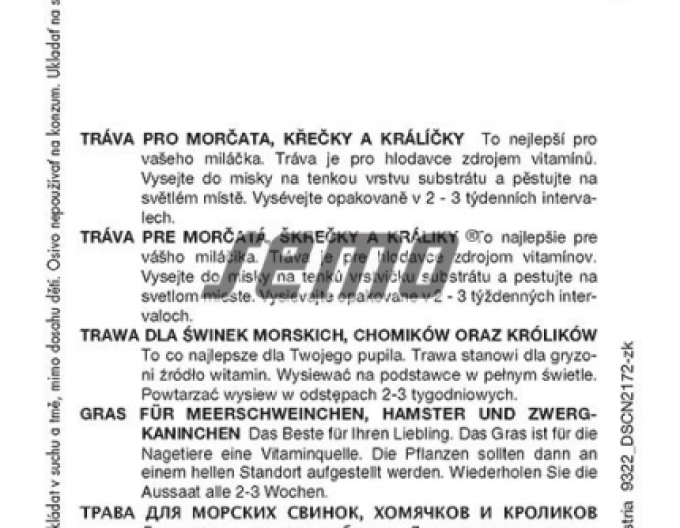 Iarbă de semințe pentru rozătoare mici