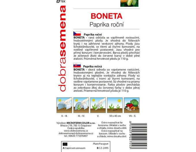 Semințe de ardei anuală Boneta
