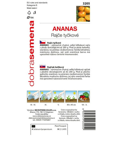 Semințe de tomate cu tulpină galbenă ´Ananas´
