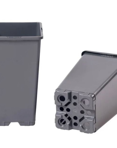 Ghiveci de flori din plastic pătrat înalt negru 1,7l, 11 x 19 cm