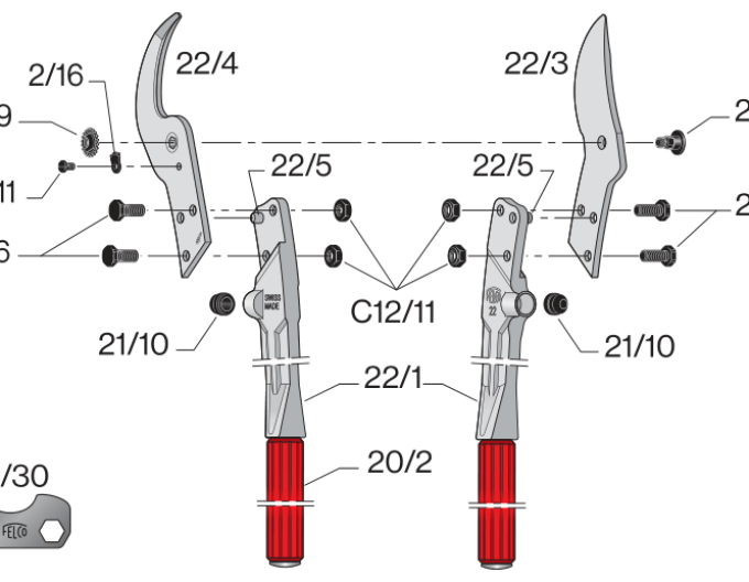 FELCO 22 Foarfece cu două mânere